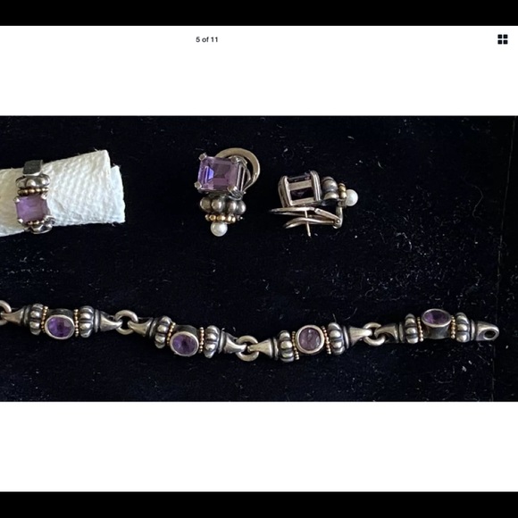 Lagos caviar amethysts  set earrings, bracelet & ring 7 - Picture 5 of 12